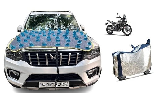 Waterproof Spike Bonnet Car &  Bike/Scooty Cover Combo